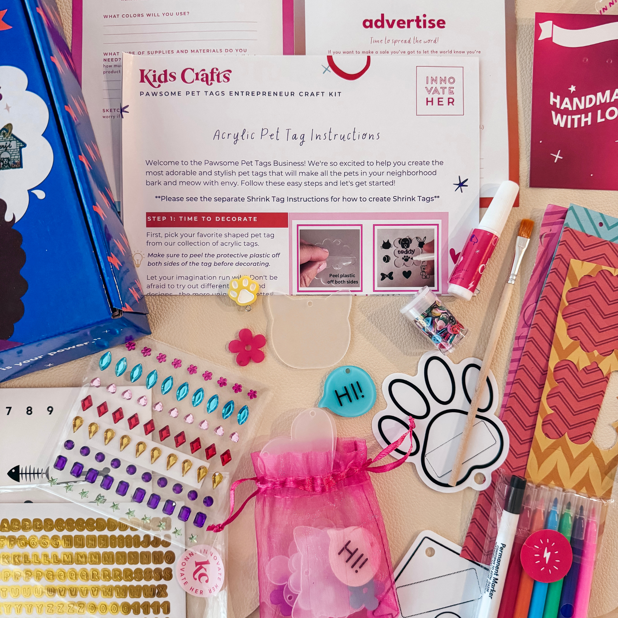 Kidpreneur Craft Kit Educational Toy Pet Tag Making Set Gift Young Entrepreneur DIY Business Skill Learning Activity Child Mighty Girl Business Plan Hands On Learning