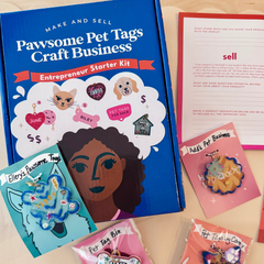 Educational Kidpreneur Craft Kit: This pet tag making set combines creativity with entrepreneurship for kids. It includes all the materials needed to create 20 unique pet tags, along with a business plan to teach young minds about starting a small craft business. Suitable for ages 8+, this kit makes a perfect gift for budding entrepreneurs, creative kids, and classroom activities.