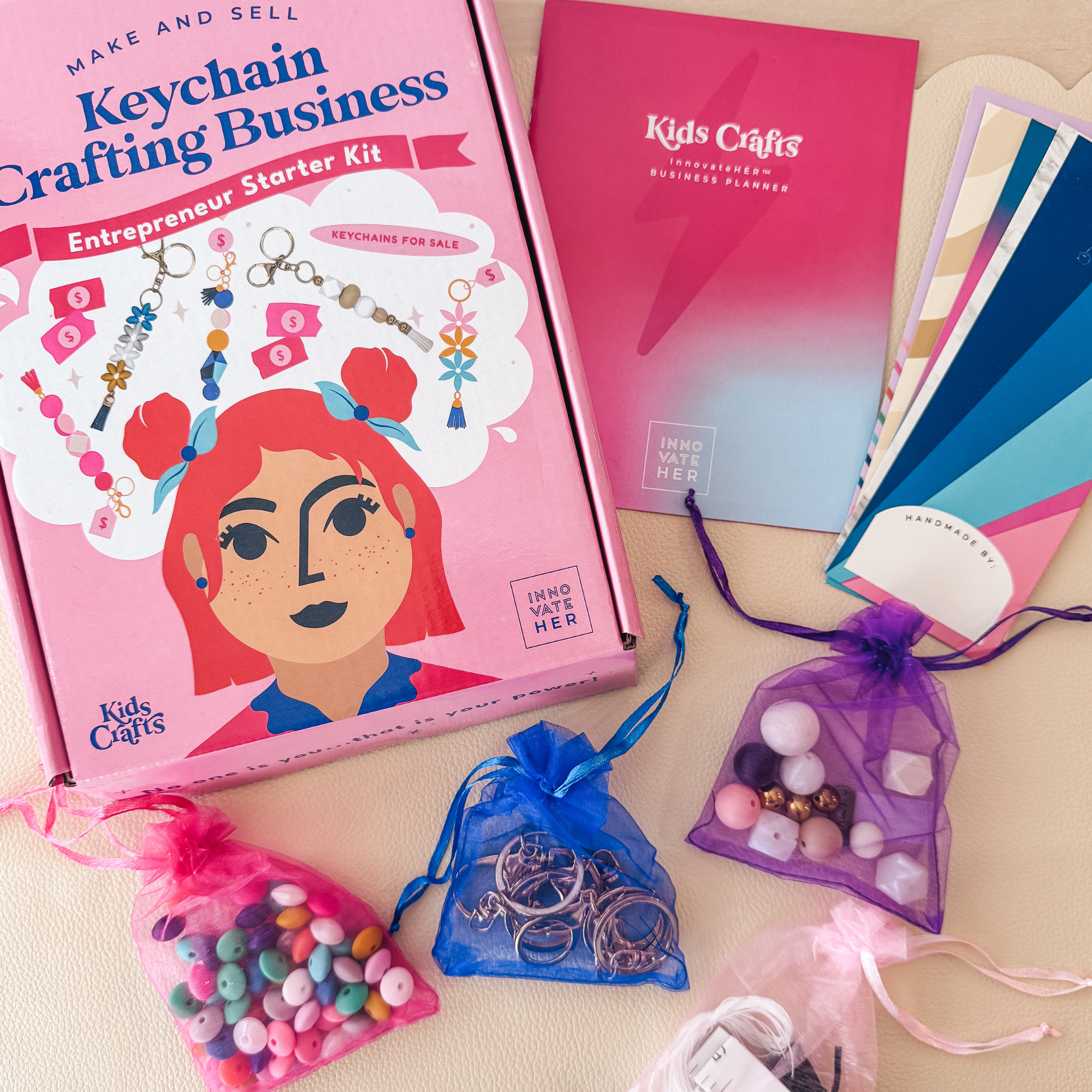Kids Crafts Brand Entrepreneurship Kit DIY Keychain Craft Set Educational Gift Children Learn Earn Toy Business Skill Activity STEM Creativity Innovation Problem Solving Financial Literacy