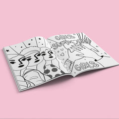 Girl Power Coloring Book featuring uplifting quotes and illustrations, designed to inspire confidence and creativity in girls ages 5 and up, perfect as a birthday or Christmas gift.