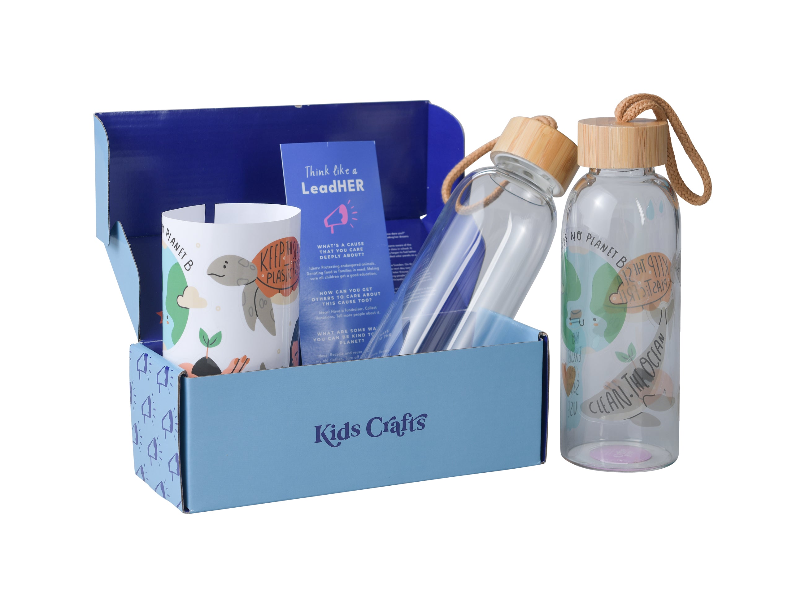 Care like Greta Eco-Friendly Glass Water Bottle & Sticker Kit