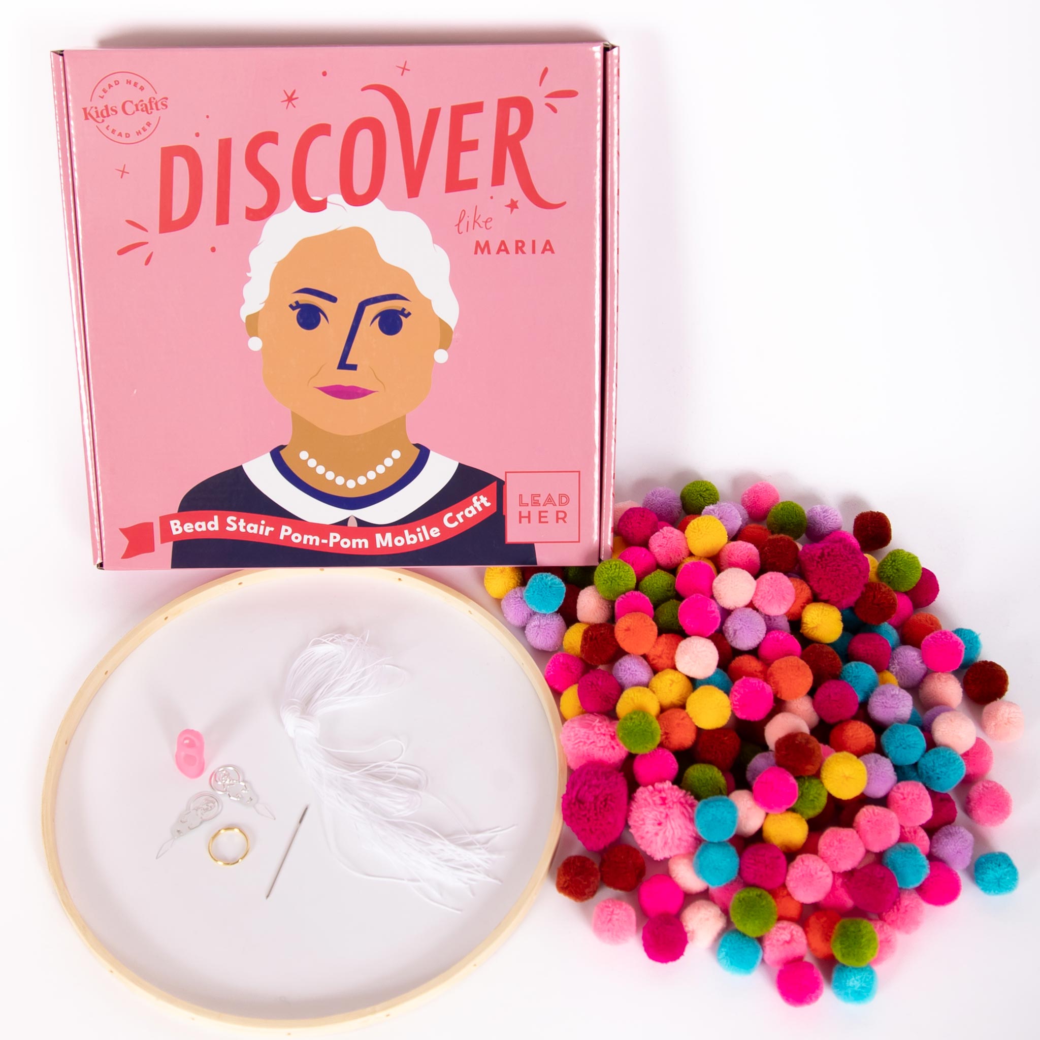 Discover Like Maria Bead Stair Pom-Pom Mobile Craft Kit - Kids Crafts