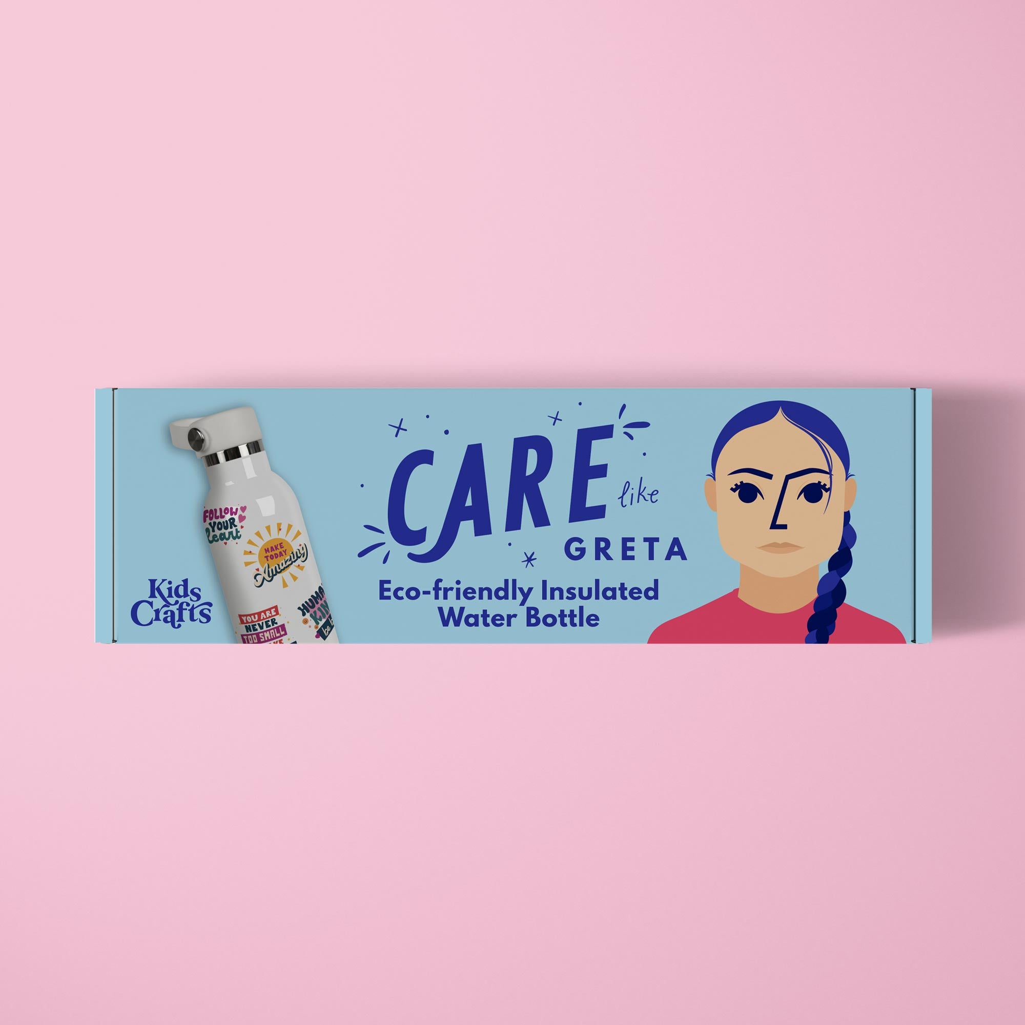 Care like Greta Eco-Friendly Stainless Steel Water Bottle & Sticker Kit