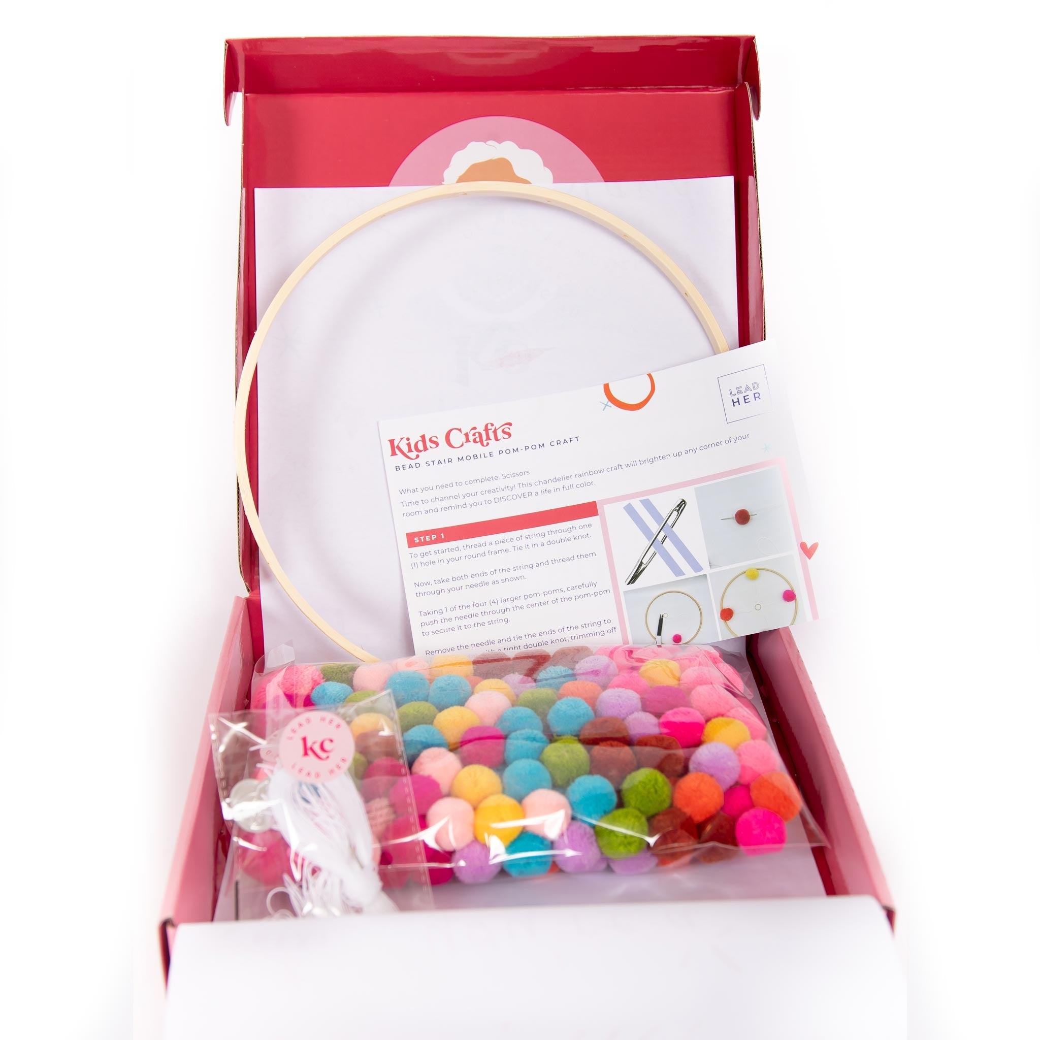 Discover Like Maria Bead Stair Pom-Pom Mobile Craft Kit - Kids Crafts